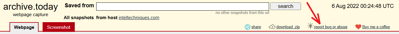Archive.today 的 “report bug or abuse” 按钮